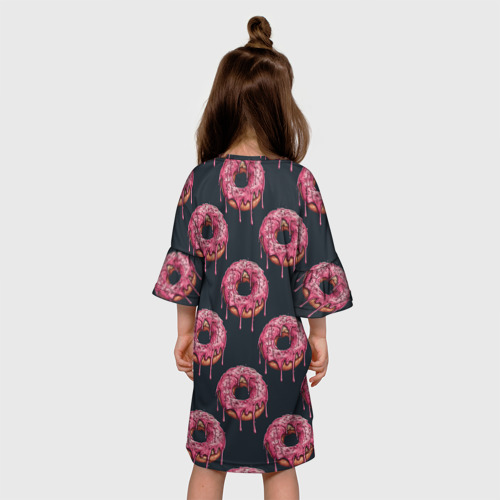 Детское платье 3D с принтом Паттерн с пончиками, вид сзади #2