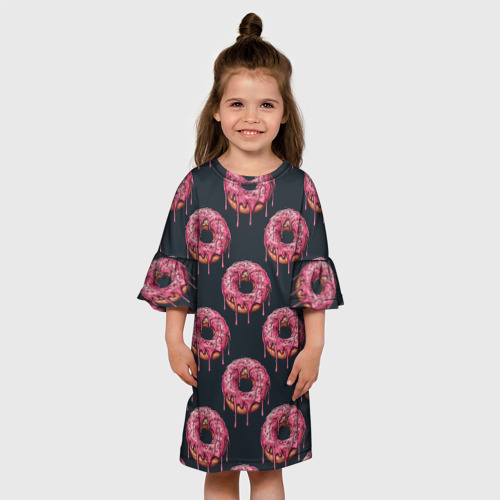 Детское платье 3D с принтом Паттерн с пончиками, вид сбоку #3