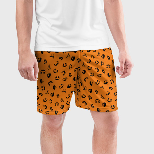 Мужские шорты спортивные Тыквенный узор , цвет 3D печать - фото 3