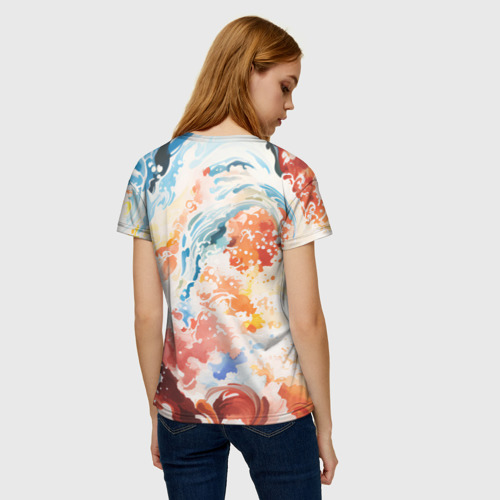 Женская футболка 3D Абстрактные контрастные волны, цвет 3D печать - фото 4