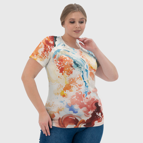 Женская футболка 3D Абстрактные контрастные волны, цвет 3D печать - фото 6