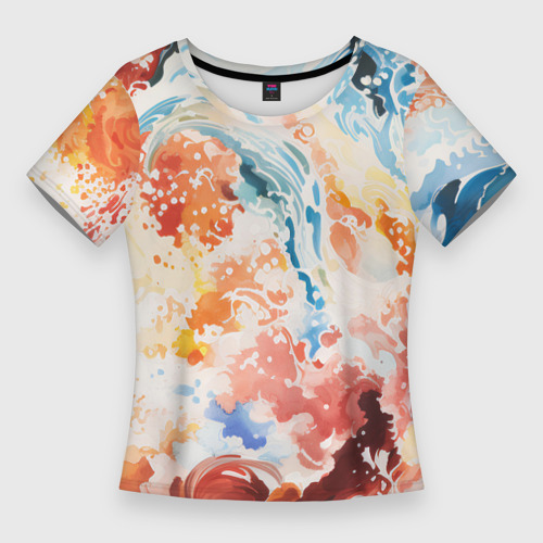 Женская футболка 3D Slim Абстрактные контрастные волны, цвет 3D печать