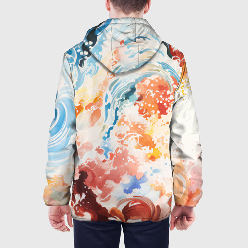 Мужская куртка 3D Абстрактные контрастные волны, цвет 3D печать - фото 5