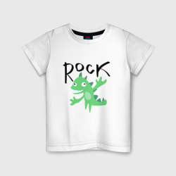 Детская футболка хлопок Детский динозавр с надписью rock