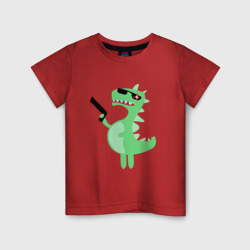 Детский динозаврик киборг в очках – Детская футболка хлопок с принтом купить со скидкой в -20%