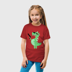 Детская футболка хлопок Детский динозаврик киборг в очках - фото 2