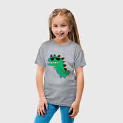 Детская футболка хлопок Цветной детский динозаврик в очках - фото 2