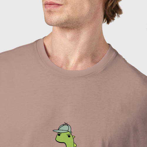 Мужская футболка хлопок Мультяшные динозавры Шерлок и Ватсон, цвет пыльно-розовый - фото 6