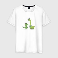Мужская футболка хлопок Мультяшные динозавры Шерлок и Ватсон