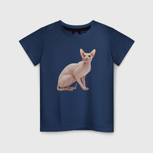 Детская футболка хлопок с принтом Кошечка сфинкс, вид спереди #2