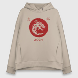 Женское худи Oversize хлопок Китайский дракон  2024