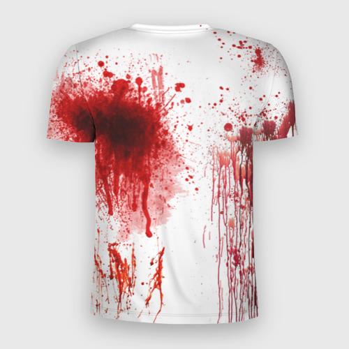 Мужская футболка 3D Slim с принтом Брызги крови, вид сзади #1