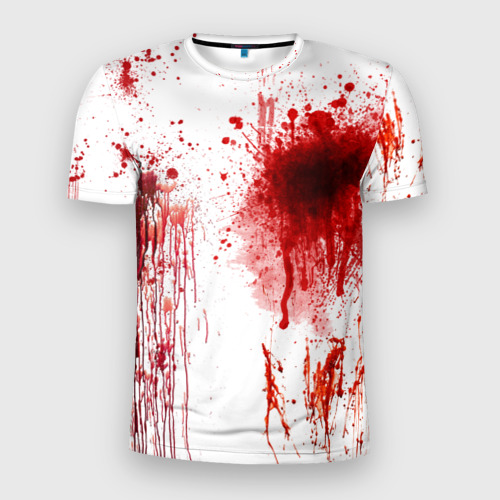 Мужская футболка 3D Slim с принтом Брызги крови, вид спереди #2