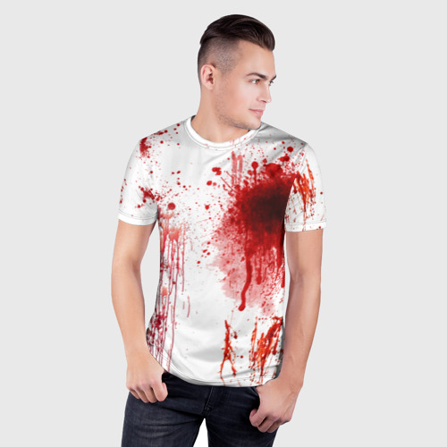 Мужская футболка 3D Slim с принтом Брызги крови, фото на моделе #1