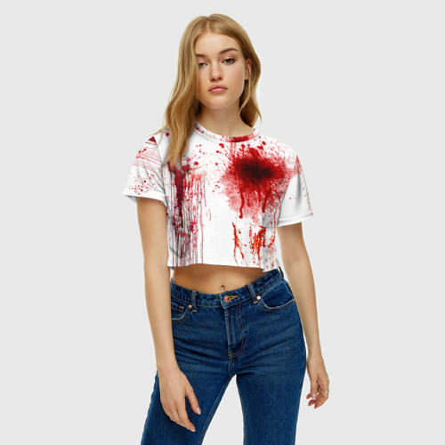 Женская футболка Crop-top 3D Брызги крови, цвет 3D печать - фото 3