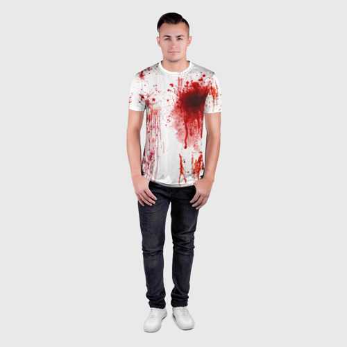 Мужская футболка 3D Slim с принтом Брызги крови, вид сбоку #3