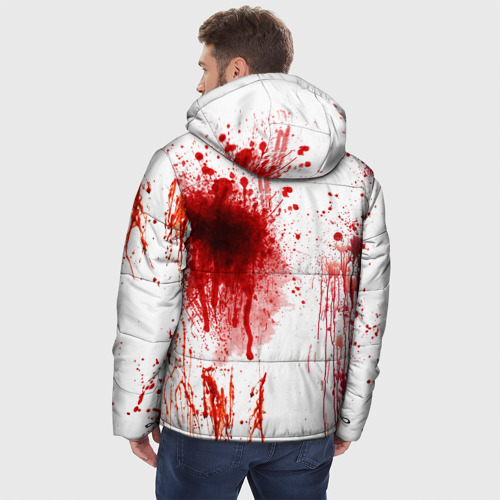Мужская зимняя куртка 3D с принтом Брызги крови, вид сзади #2