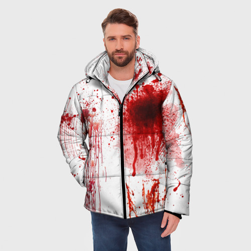 Мужская зимняя куртка 3D с принтом Брызги крови, фото на моделе #1