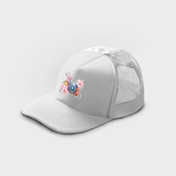 Кепка тракер с сеткой Фотоаппарат в цветах и бабочки - фото 2