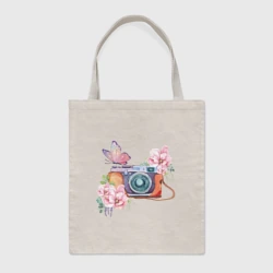 Шоппер BioNature Фотоаппарат в цветах и бабочки