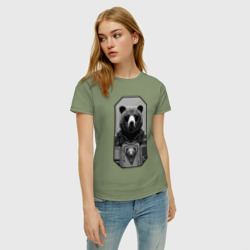 Женская футболка хлопок Кибер-медведь - нейросеть - фото 2