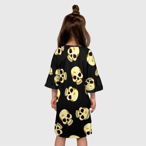 Детское платье 3D с принтом Черепки для хэллоуина, вид сзади #2