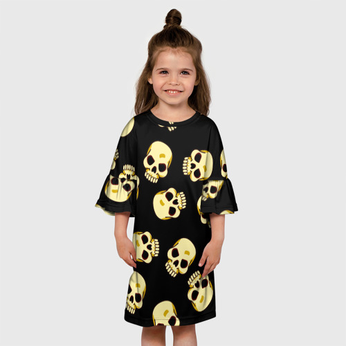 Детское платье 3D с принтом Черепки для хэллоуина, вид сбоку #3