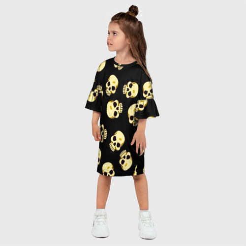 Детское платье 3D с принтом Черепки для хэллоуина, фото на моделе #1