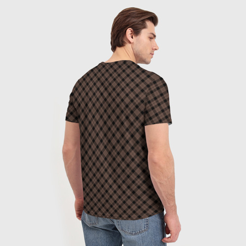 Мужская футболка 3D Коричневый  клетчатый узор, цвет 3D печать - фото 4