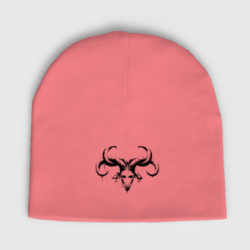 Мужская шапка демисезонная Демон сатана, цвет розовый