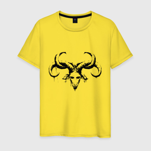 Мужская футболка хлопок Демон сатана, цвет желтый