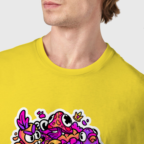 Мужская футболка хлопок Doodle, цвет желтый - фото 6