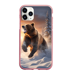 Чехол для iPhone 11 Pro Max матовый Бурый медведь в лесу