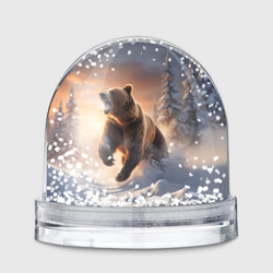 Игрушка Снежный шар Бурый медведь в лесу