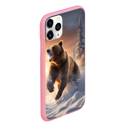 Чехол для iPhone 11 Pro Max матовый Бурый медведь в лесу, цвет баблгам - фото 3