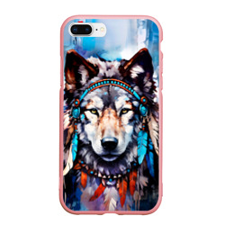 Чехол для iPhone 7Plus/8 Plus матовый Волк - индейская поп-культура 
