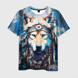 Мужская футболка 3D Волк индеец