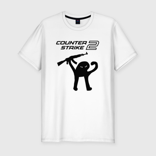Мужская футболка хлопок Slim с принтом Counter strike 2 мем, вид спереди #2