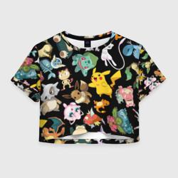 Женская футболка Crop-top 3D Пикачу и другие покемоны