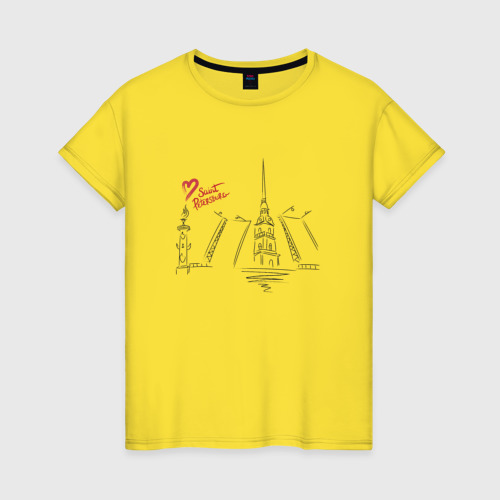 Женская футболка хлопок Любимый Питер, цвет желтый