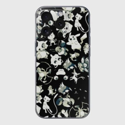 Чехол для iPhone 15 Pro силиконовый с защитой камеры Пикачу и сборник аниме покемонов