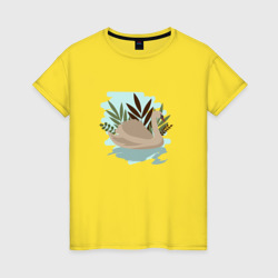 Женская футболка хлопок Лебедь в пруду