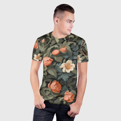 Мужская футболка 3D Slim Райский сад - бутоны цветов - фото 2
