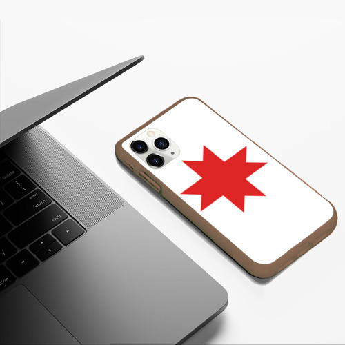 Чехол для iPhone 11 Pro Max матовый Флаг Удмуртии, цвет коричневый - фото 5