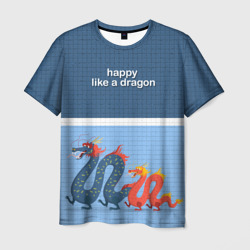 Мужская футболка 3D Счастливые драконы