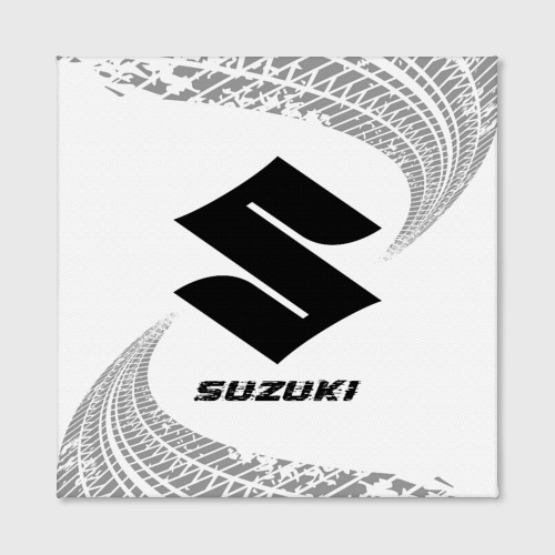 Холст квадратный Suzuki speed на светлом фоне со следами шин, цвет 3D печать - фото 2