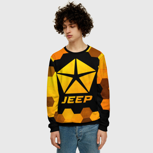 Мужской свитшот 3D Jeep - gold gradient, цвет черный - фото 3