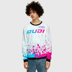 Мужской свитшот 3D Audi neon gradient style: символ сверху - фото 2