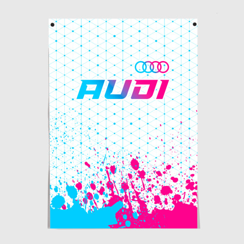 Постер Audi neon gradient style: символ сверху