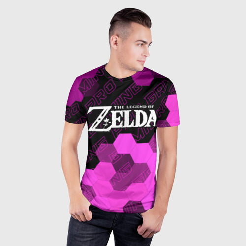 Мужская футболка 3D Slim с принтом Zelda pro gaming посередине, фото на моделе #1